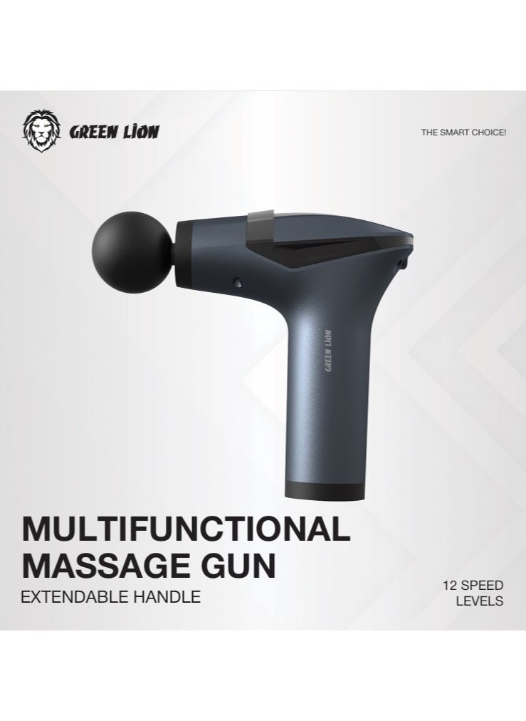 Multifunctional Massage Handle GMG-05 / Up to 3 Hour working time / 4 Massage Head / Extension Handle / 12 Speed Levels / Digital Display / Massage Belt / LED Lights - Black
