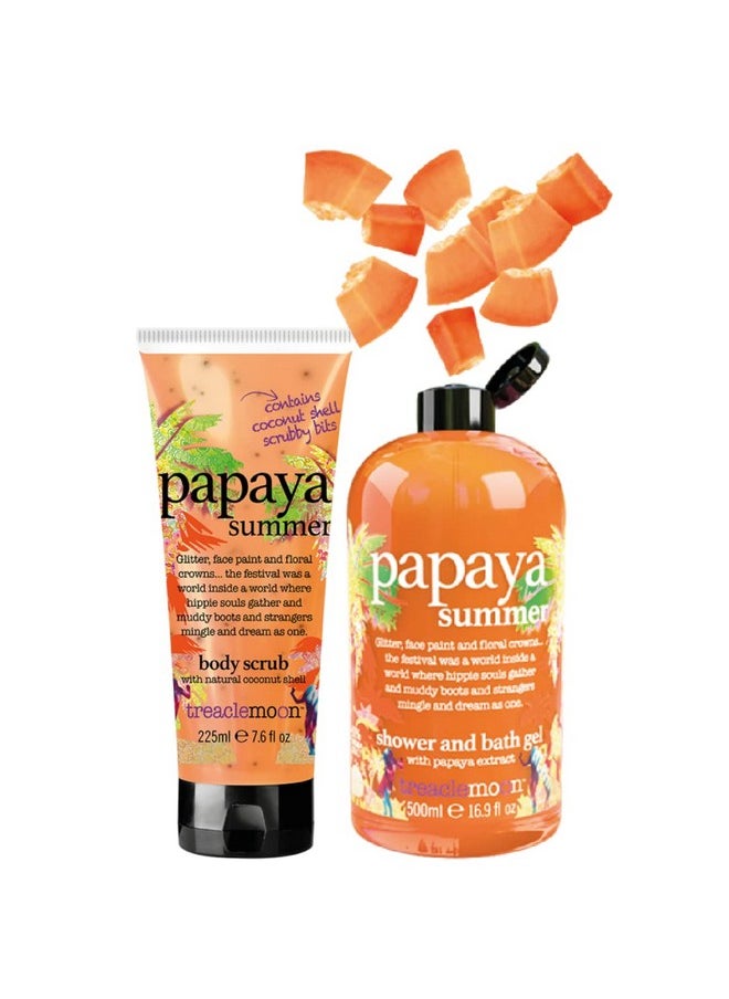 Combo, Papaya Shower Gel 500Ml & Papaya Body Scrub 225Ml