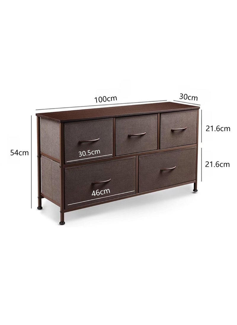 TV Table TV Cabinet Dressing Table with 5 Drawers Large Capacity Storage Cabinet Clothes Cabinet Bedroom Storage Cabinet (Brown)