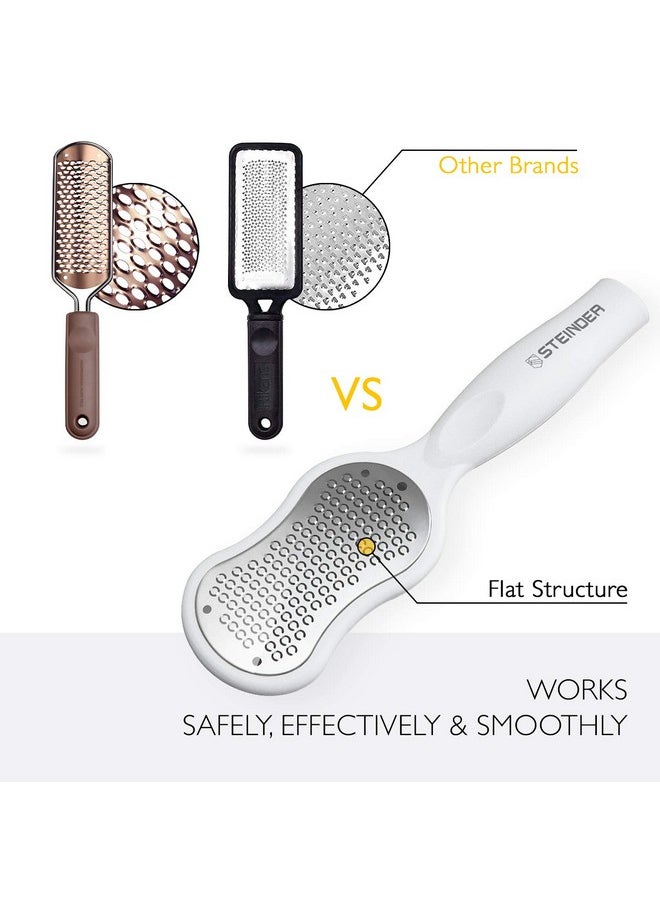 Foot Rasp File Callus Remover, Professional Foot File For Safe Exfoliation & For Use On Wet Or Dry Skin, Precision Micro Cutters Ensures Comfort & Safety - White