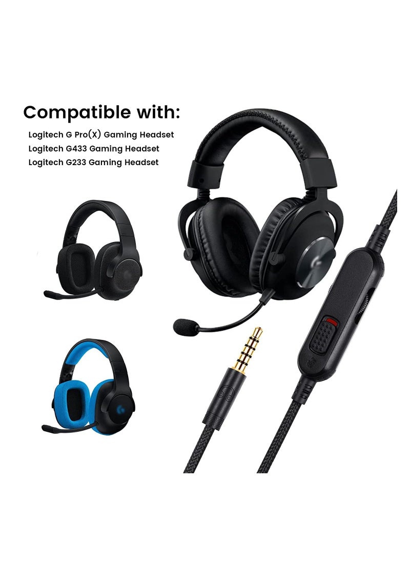 G Pro X Cord, Detachable Gaming Headset Cable Replacement for Logitech G Pro / G433 / G233, 3.5mm(1/8