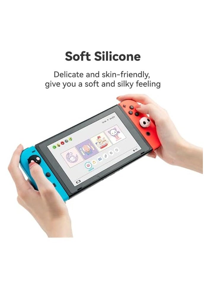 Cute Silicone Joycon Thumb Grip Caps, Joystick Cover Compatible with Nintendo Switch/OLED/Switch Lite,4PCS - Skull (White)