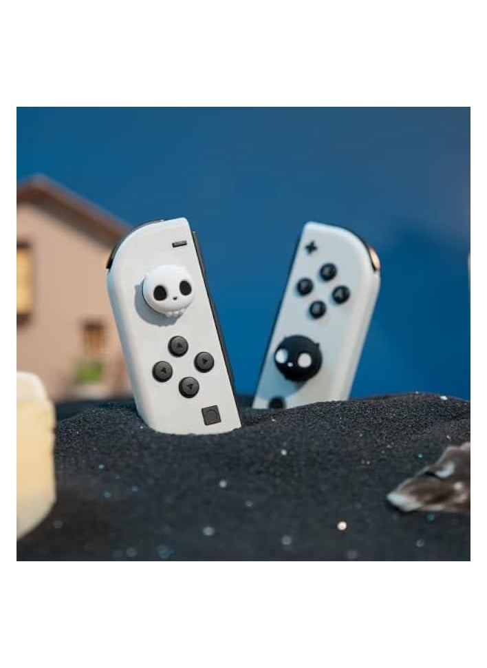 Cute Silicone Joycon Thumb Grip Caps, Joystick Cover Compatible with Nintendo Switch/OLED/Switch Lite,4PCS - Skull (White)