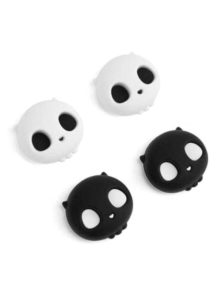 Cute Silicone Joycon Thumb Grip Caps, Joystick Cover Compatible with Nintendo Switch/OLED/Switch Lite,4PCS - Skull (White)