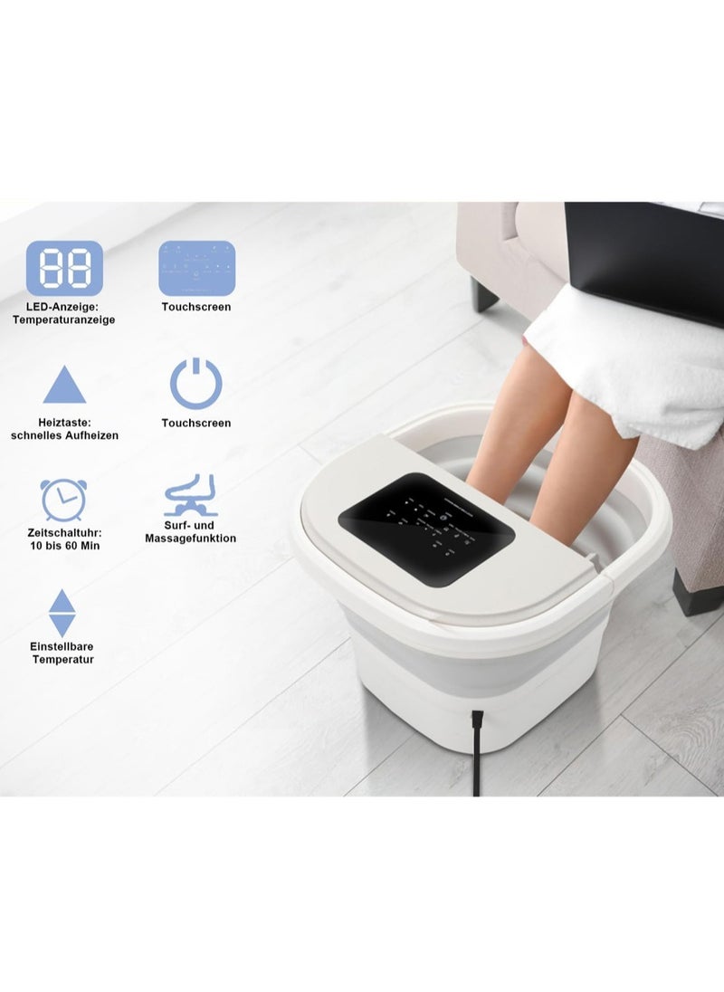 Foldable Foot Bath with Massage and Remote Control, Multiple Massage Modes and Timing, Relaxation Fatigue Relief Pain Relief / White Color