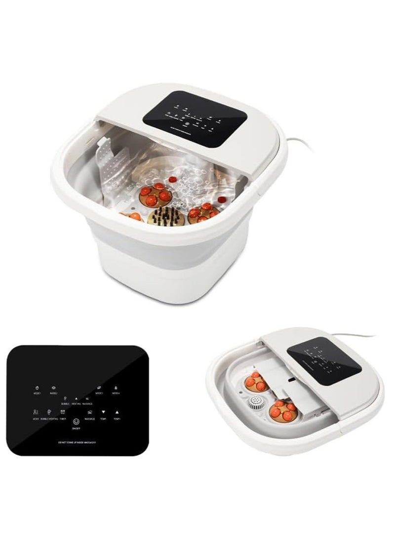 Foldable Foot Bath with Massage and Remote Control, Multiple Massage Modes and Timing, Relaxation Fatigue Relief Pain Relief / White Color