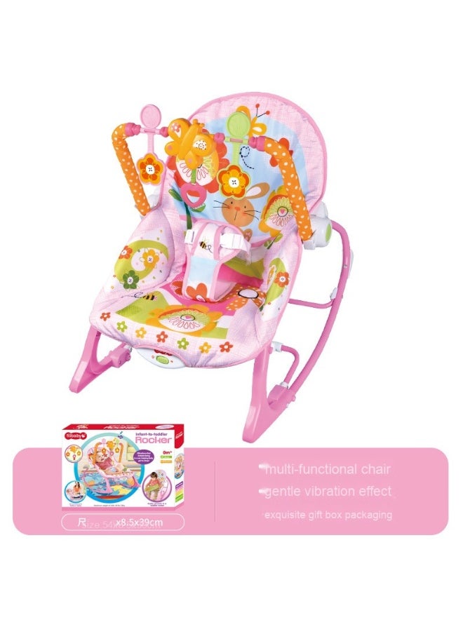 Infant To Toddler Adjustable Recliner Rocker With Soothing Vibration And 3-points Harness, 0 Months +, Pink/Green