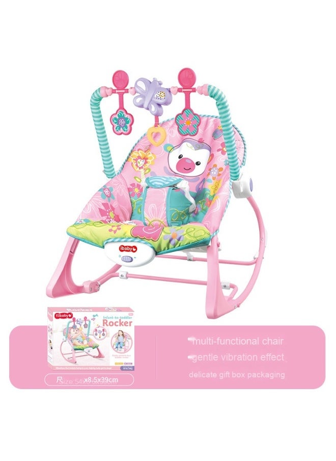 Infant To Toddler Adjustable Recliner Rocker With Soothing Vibration And 3-points Harness, 0 Months +, Pink/Green