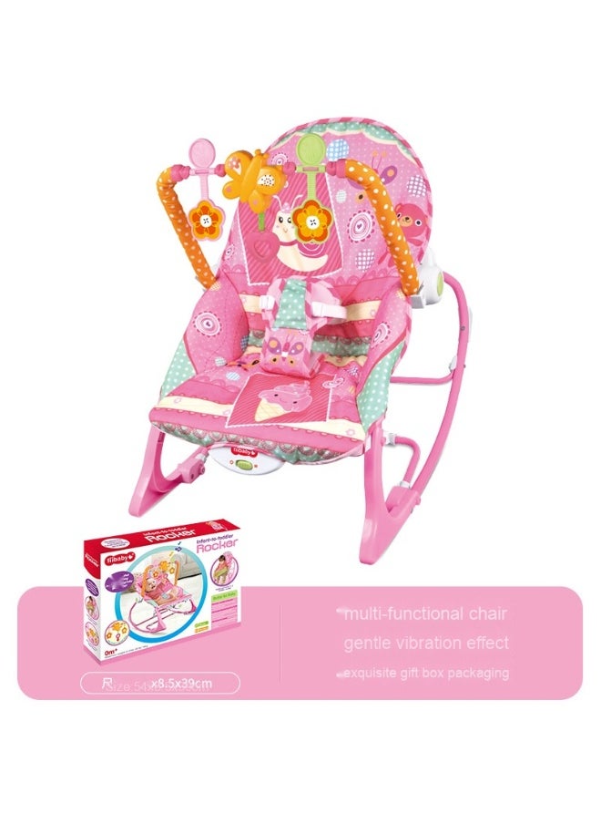 Infant To Toddler Adjustable Recliner Rocker With Soothing Vibration And 3-points Harness, 0 Months +, Pink/Green