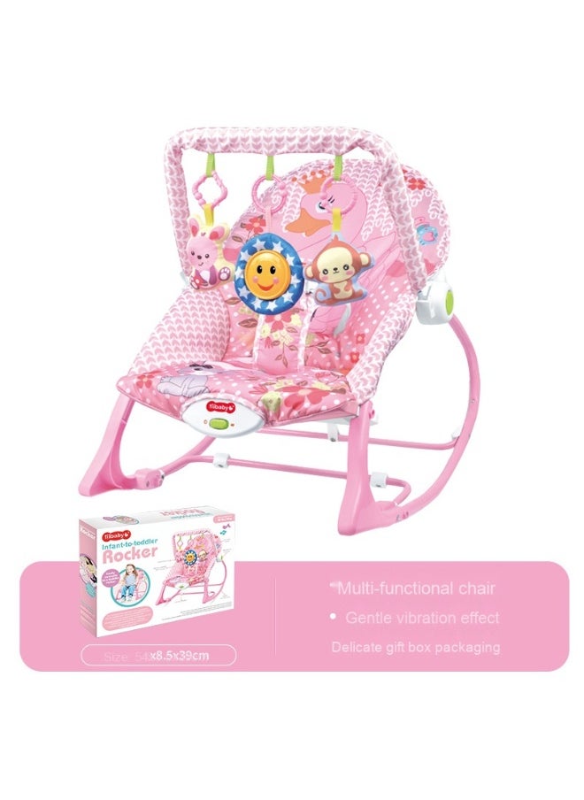 Infant To Toddler Adjustable Recliner Rocker With Soothing Vibration And 3-points Harness, 0 Months +, Pink/Green