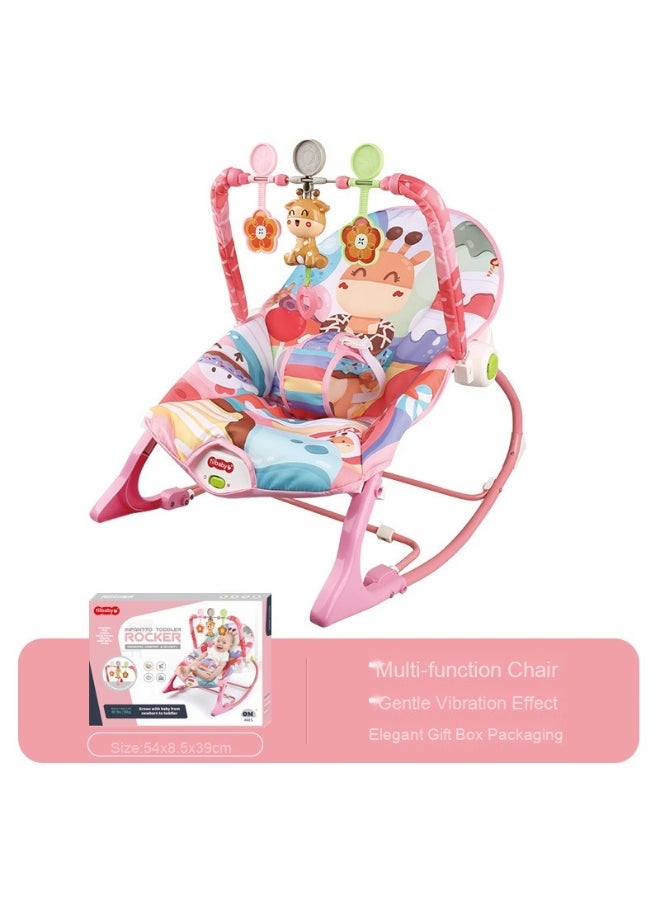 Infant To Toddler Adjustable Recliner Rocker With Soothing Vibration And 3-points Harness, 0 Months +, Pink/Green