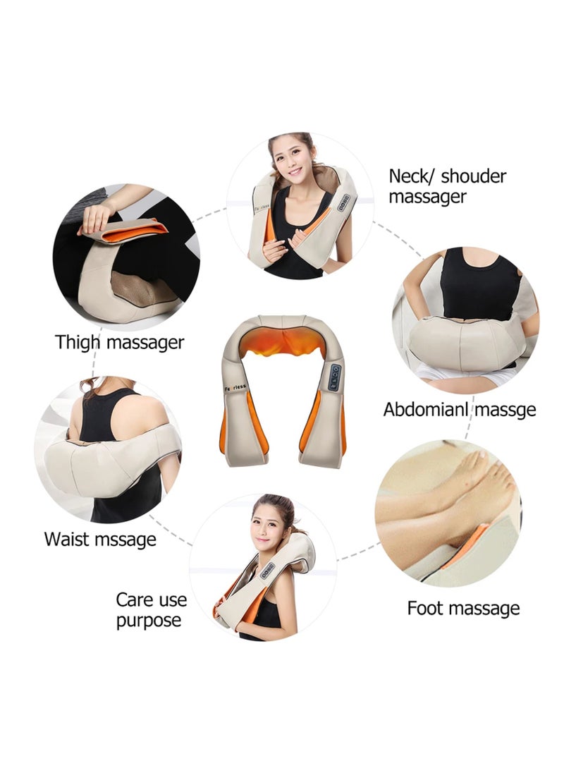 Rechargeable Shiatsu Neck and Back Massager with Soothing Heat | Cordless Electric Deep Tissue 3D Kneading Massage Pillow for Pain Relief, Home, Office, and Car use with 2000 mAh Battery