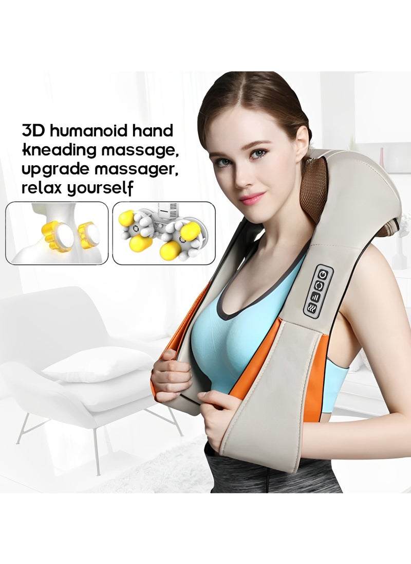 Rechargeable Shiatsu Neck and Back Massager with Soothing Heat | Cordless Electric Deep Tissue 3D Kneading Massage Pillow for Pain Relief, Home, Office, and Car use with 2000 mAh Battery