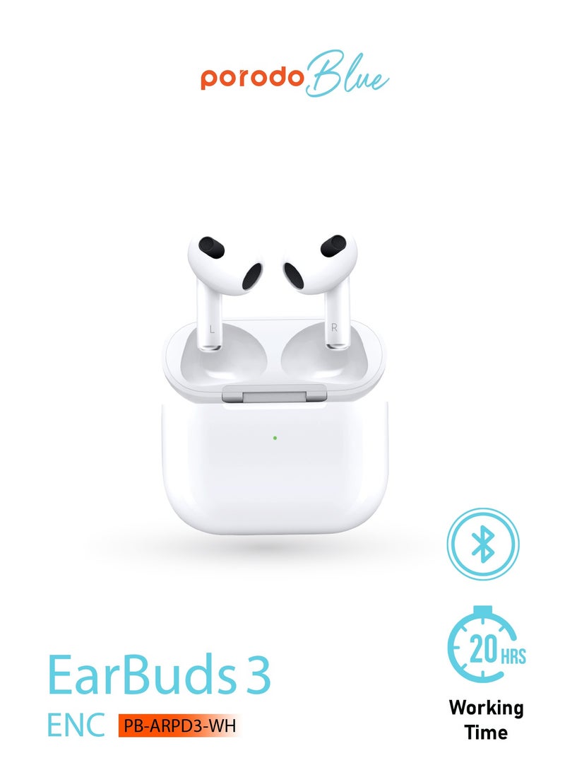 Deep Bass Wireless Earbuds 3 / 20H Total Working Time / Independent Earbuds / Wireless Charging / Touch Control / Bluetooth 5.2 Connectivity - White