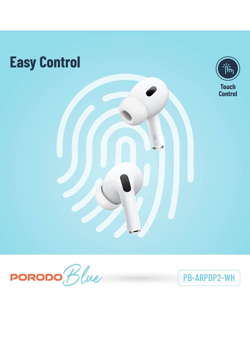 Earbuds Pro 2 With Swipe Volume Wireless Charging, 20H Total Working Time, Independent Earbuds, Touch Control,  Bluetooth/Wireless Connection Type, Deep Bass - White