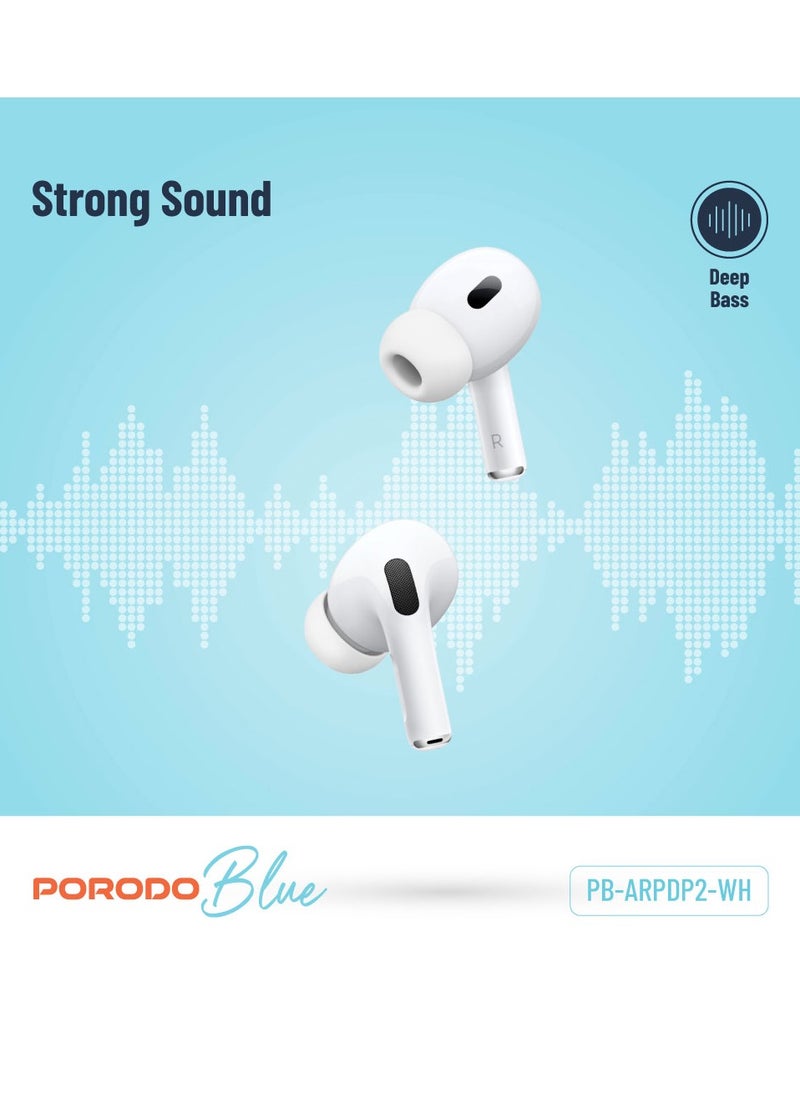 Earbuds Pro 2 With Swipe Volume Wireless Charging, 20H Total Working Time, Independent Earbuds, Touch Control,  Bluetooth/Wireless Connection Type, Deep Bass - White