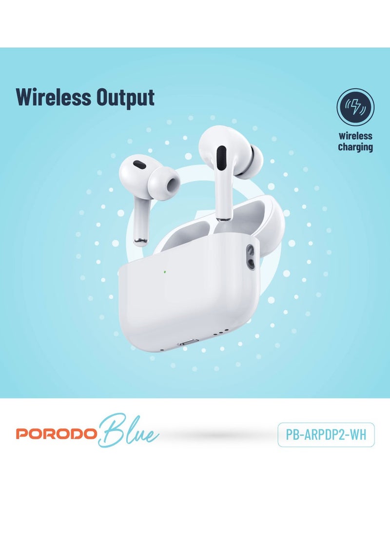 Earbuds Pro 2 With Swipe Volume Wireless Charging, 20H Total Working Time, Independent Earbuds, Touch Control,  Bluetooth/Wireless Connection Type, Deep Bass - White