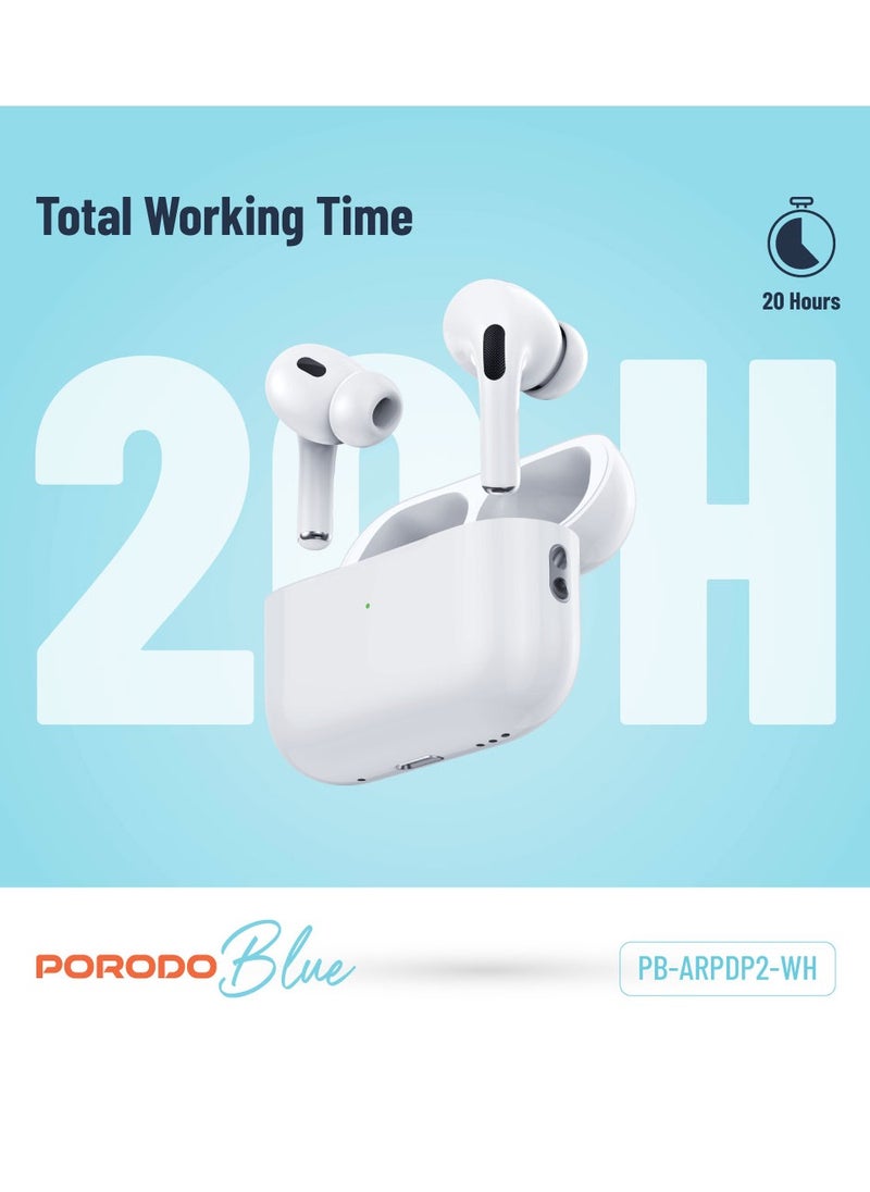 Earbuds Pro 2 With Swipe Volume Wireless Charging, 20H Total Working Time, Independent Earbuds, Touch Control,  Bluetooth/Wireless Connection Type, Deep Bass - White