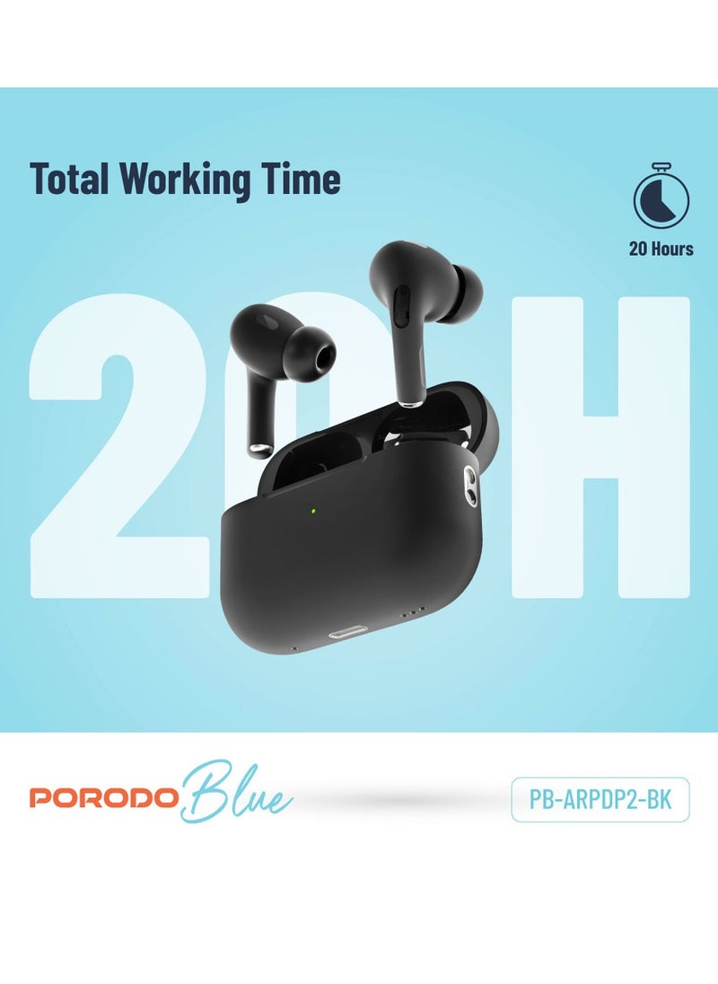 Earbuds Pro 2 With Swipe Volume Wireless Charging, 20H Total Working Time, Independent Earbuds, Touch Control,  Bluetooth/Wireless Connection Type, Deep Bass - Black