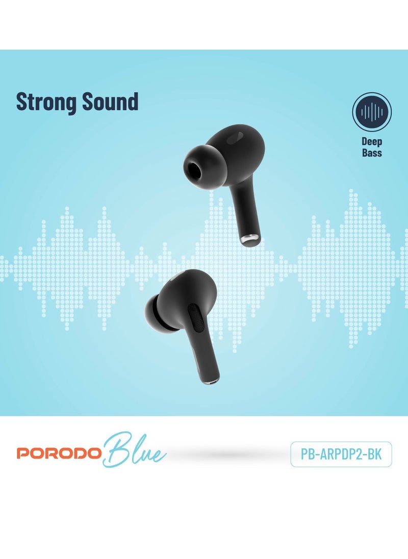 Earbuds Pro 2 With Swipe Volume Wireless Charging, 20H Total Working Time, Independent Earbuds, Touch Control,  Bluetooth/Wireless Connection Type, Deep Bass - Black