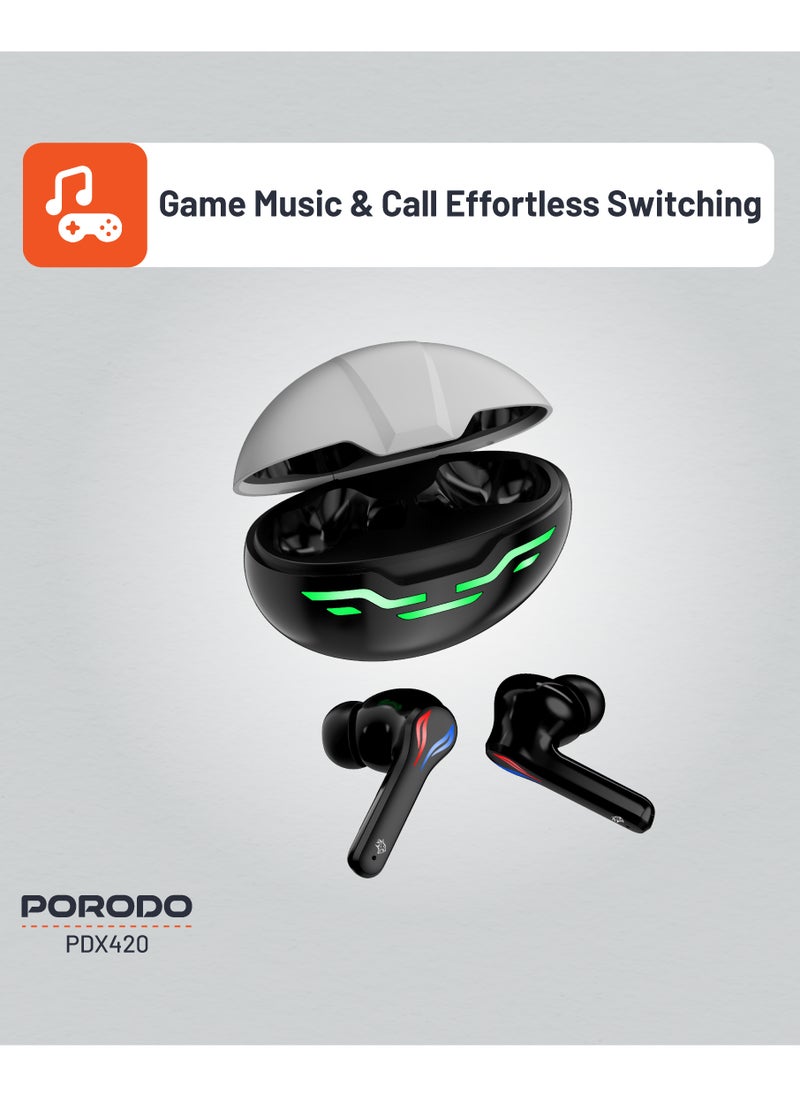 Gaming Earbuds Ultra Low Latency with Dual Mic ENC and RGB Lights / Game Music & calls / Smart Touch Controls - Black