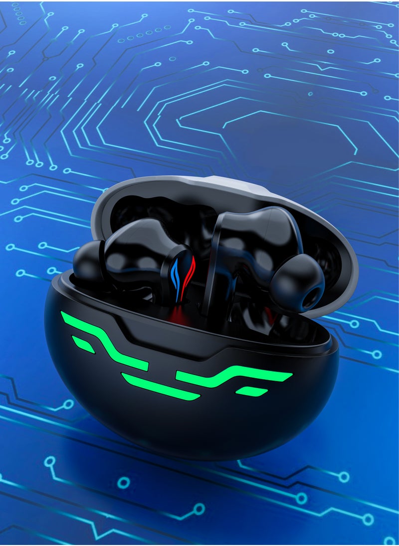 Gaming Earbuds Ultra Low Latency with Dual Mic ENC and RGB Lights / Game Music & calls / Smart Touch Controls - Black