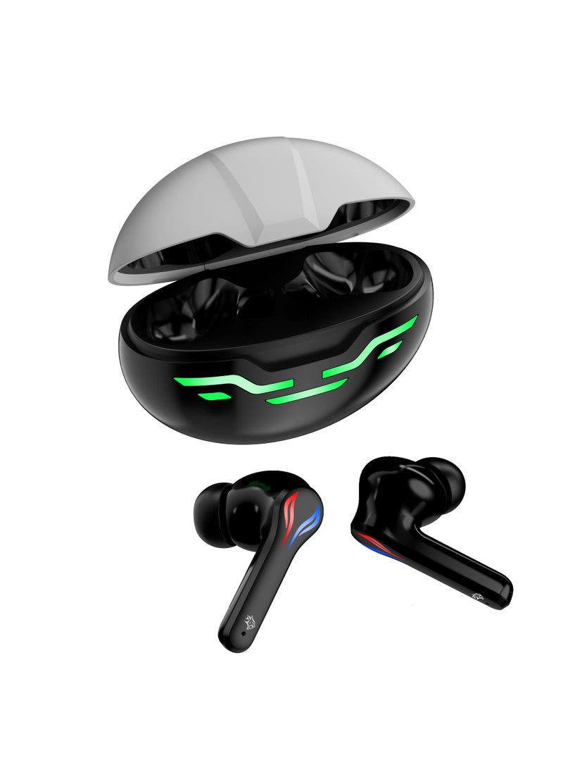 Gaming Earbuds Ultra Low Latency with Dual Mic ENC and RGB Lights / Game Music & calls / Smart Touch Controls - Black