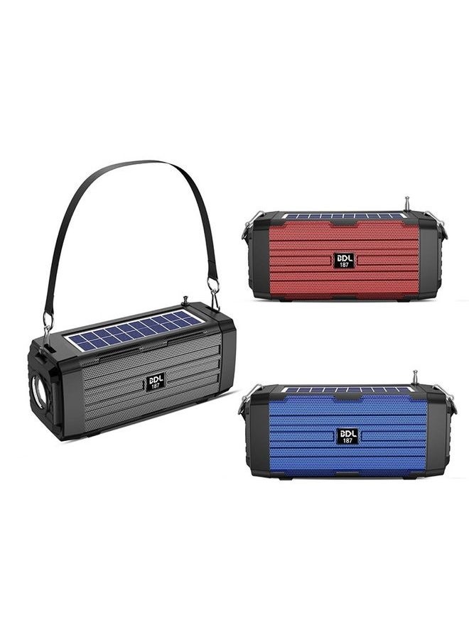 BDL-187 LED Light Solar Wireless Bluetooth Speaker Portable Outdoor Camping FM Radio(Black)