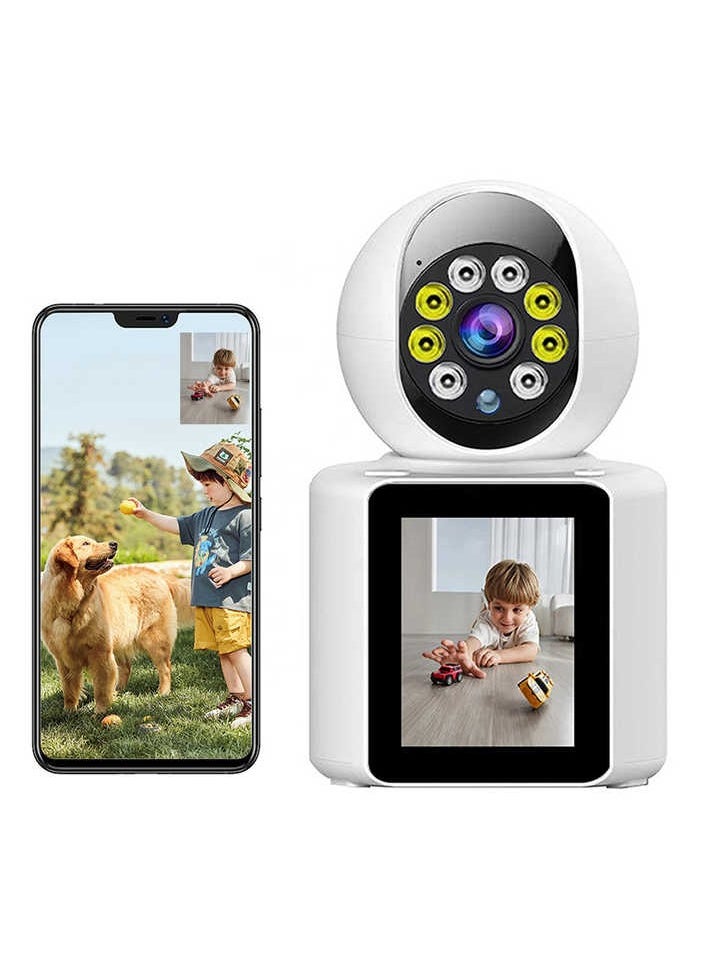 1080P Video Calling WIFI HD Camera One-Click Video Calling Infrared Night Vision Video Baby Monitoring Camera, White