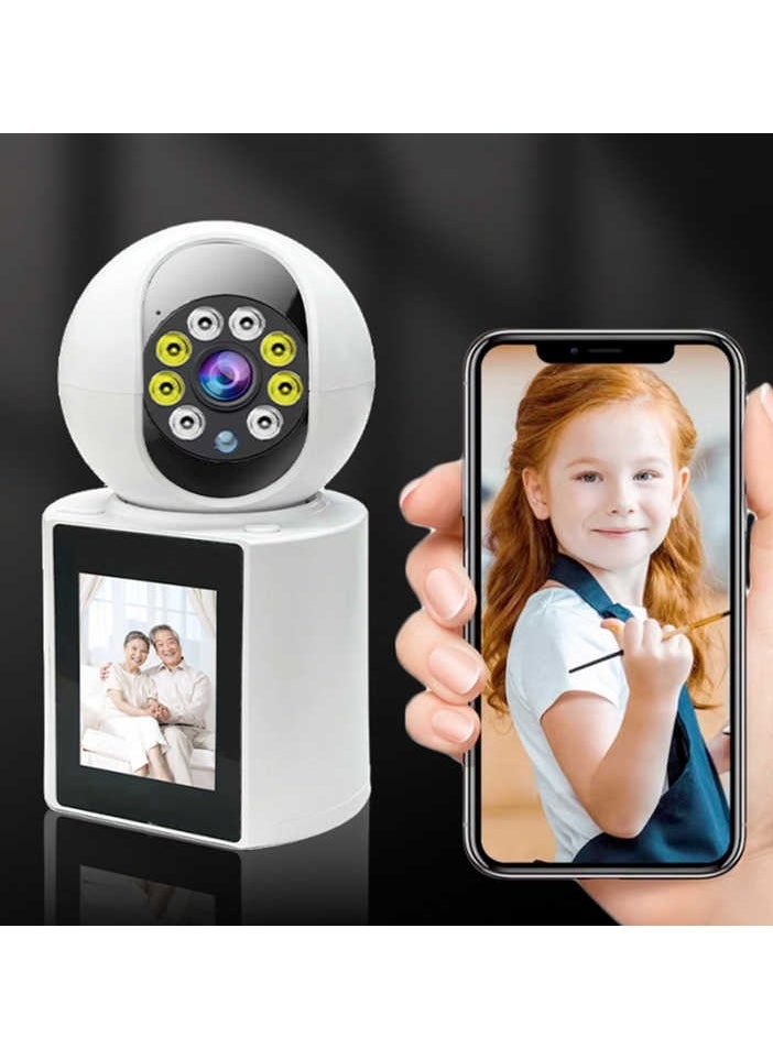 1080P Video Calling WIFI HD Camera One-Click Video Calling Infrared Night Vision Video Baby Monitoring Camera, White