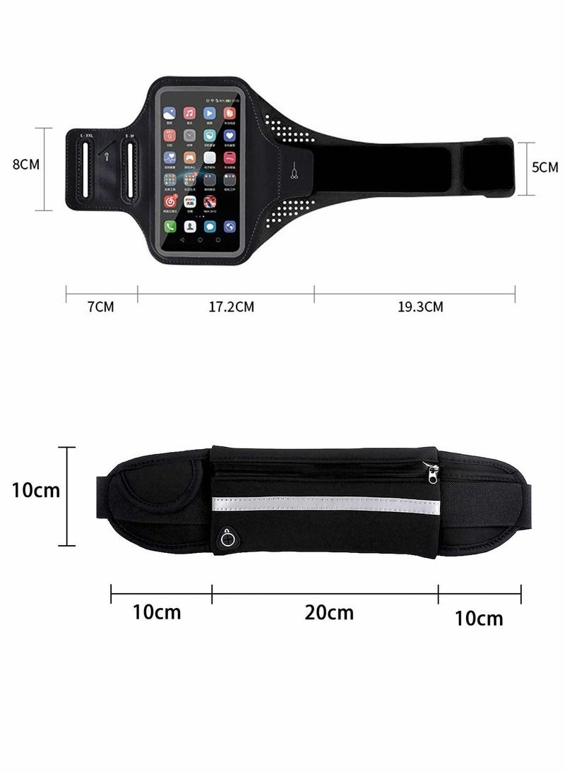 Cell Phone Armband Case and Running Waist Set, Waterproof and Reflective