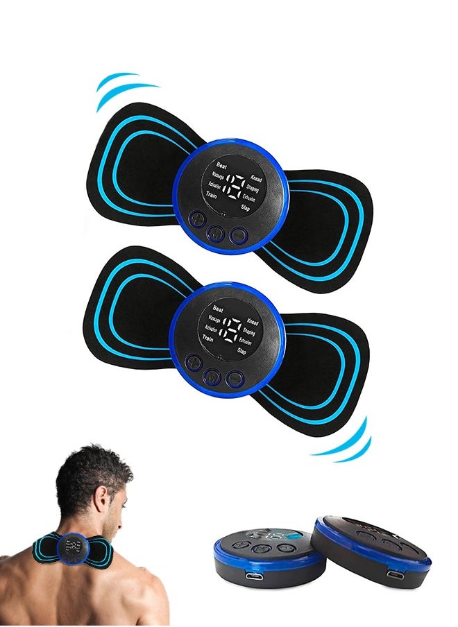 2 Mini  Massager Host with 2 Replaceable Pads and 19 Speed 8 Modes, Suitable for Men & Women Shoulder, Neck and Back Massage