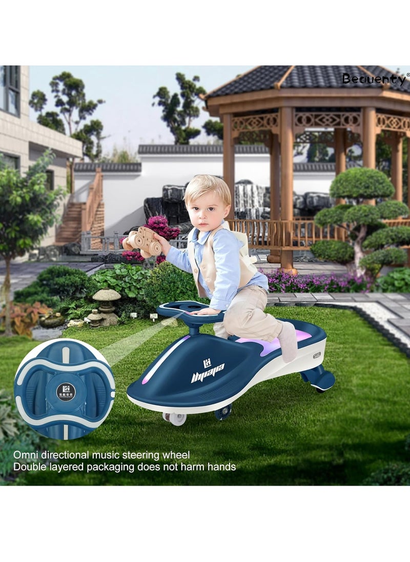 Free Swing Car for Kids, LED Light-up Wiggle Car with Music for Indoor Outdoor Play 1-3-6 Years Old Kids Gift