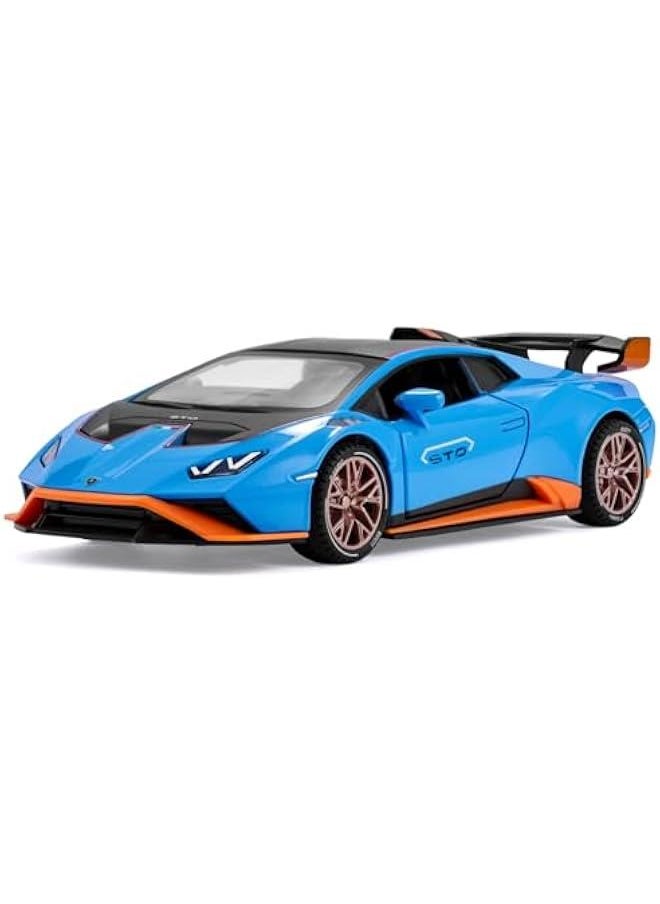 Lambo Toy Cars for Boys Age 3-12 Huracan STO Race Car Toys with Light and Sound 1:24 Diecast Metal Model Cars Pull Back Sport Cars for 3+ Year Old Kids