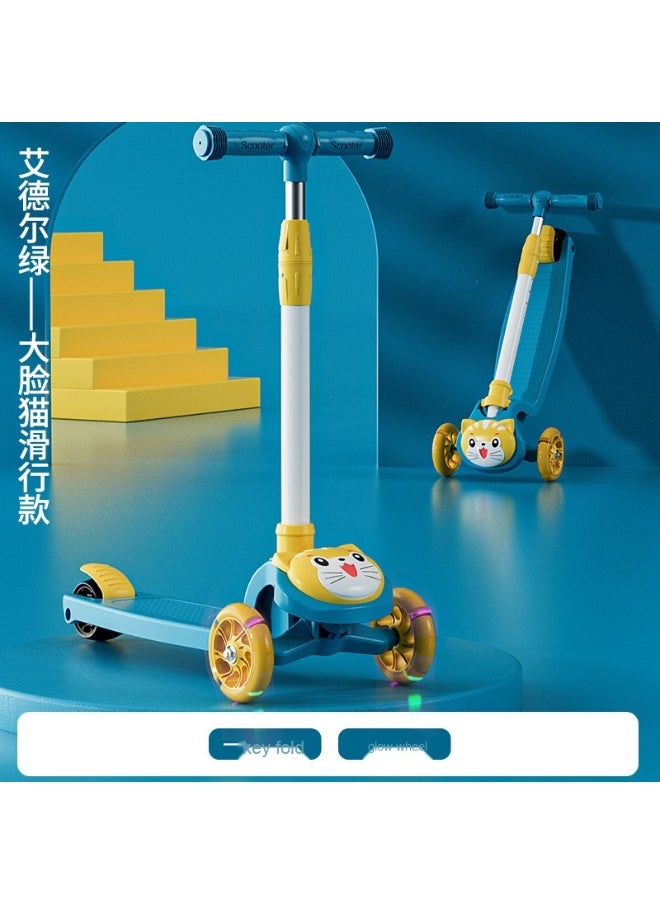 Children's Scooter Can Sit And Ride Led Light Flashing Wheel Adjustable Height Foldable Scooter Outdoor Activities For Boys Girls