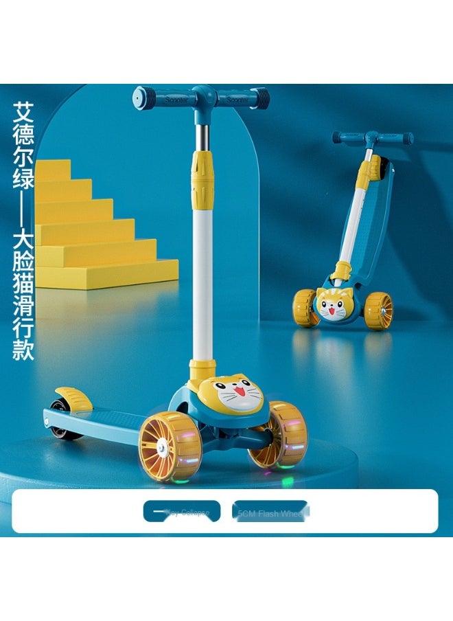 Children's Scooter Can Sit And Ride Led Light Flashing Wheel Adjustable Height Foldable Scooter Outdoor Activities For Boys Girls