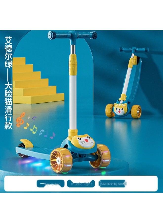 Children's Scooter Can Sit And Ride Led Light Flashing Wheel Adjustable Height Foldable Scooter Outdoor Activities For Boys Girls