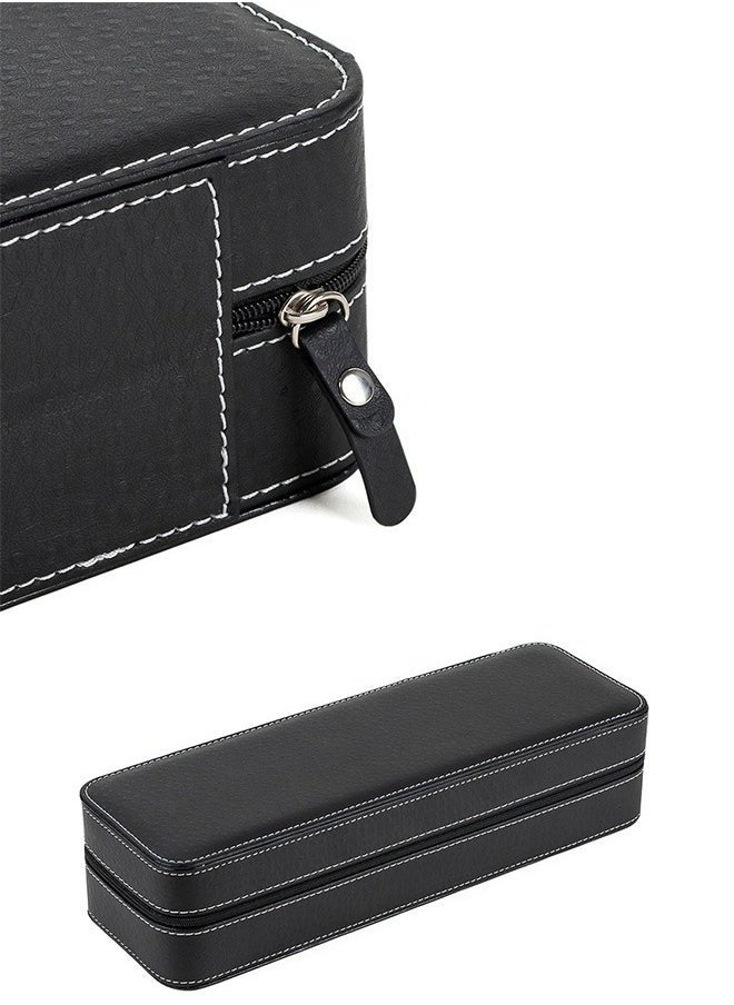 6 Slot Portable Zipper Watch Box PU Leather Watch Box