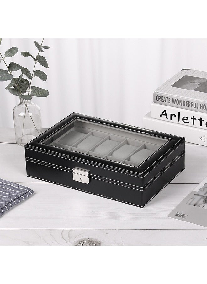 12 Grid Travel Watch Box, High-End Watch Leather Box, Pu Leather Portable Watch Box, Transparent Window Storage Display Box
