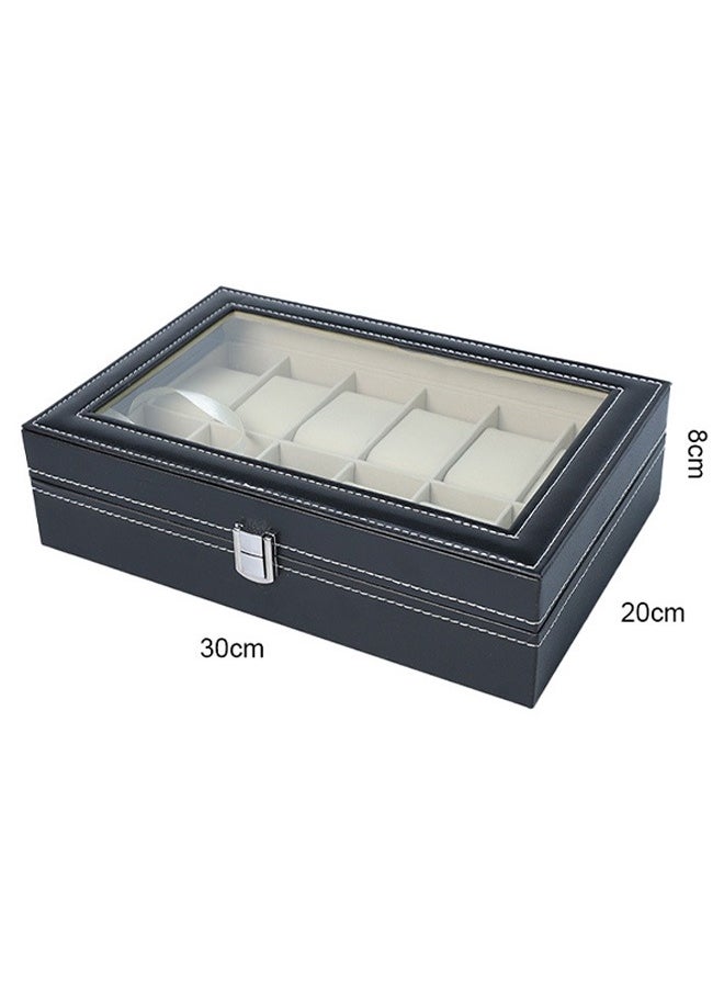 12 Grid Travel Watch Box, High-End Watch Leather Box, Pu Leather Portable Watch Box, Transparent Window Storage Display Box