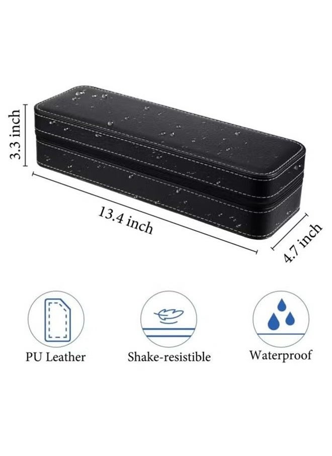 6 Grid Pu Leather Watch Box, Portable Zipper Watch Case, Travel Watch Bag
