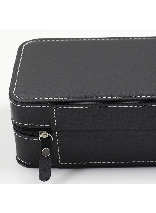 6 Grid Pu Leather Watch Box, Portable Zipper Watch Case, Travel Watch Bag
