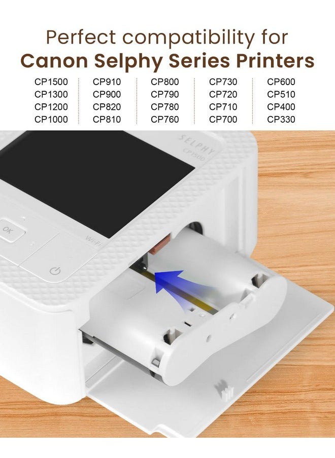 Compatible Canon Selphy Cp1500 Cp1300 Paper And Ink, Kp-108In 3 Color Ink Cartridges And108 Sheets 4X6 Photo Paper 3Xkp-36Ip For Selphy Cp1200 Cp910 Cp800 Cp780 Cp740 Compact Photo Printers