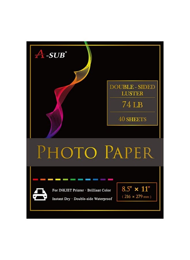 Premium Double Sided Photo Paper Luster 8.5 X 11 Inch 74Lb For Inkjet Printers 40 Sheets