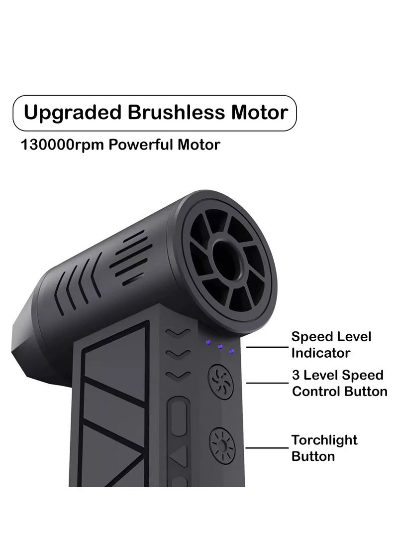 HEXAR® Portable Turbo Fan, 138000 Rpm Blower Fan, 8000mAh Battery Mini Wind Blower BBQ Fan, Efficient Cleaning for Cars Computers Keyboards Sofas, Type C Fast Charging with Storage Case