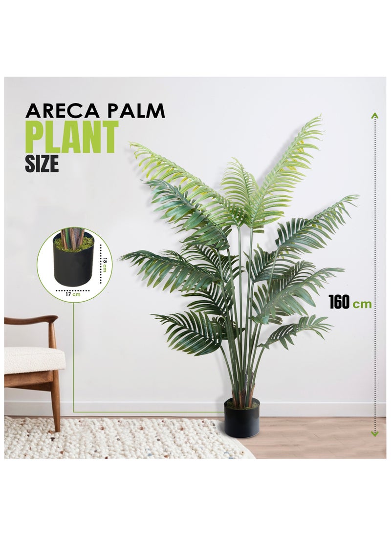 Artificial Plant Areca Palm Tree 160cm High, Artificial Plants Fake Plant with Pot, Outdoor & Indoor Artificial Tree for Home Decor, Lifelike Texture Faux trees, Decorative Faux Plants