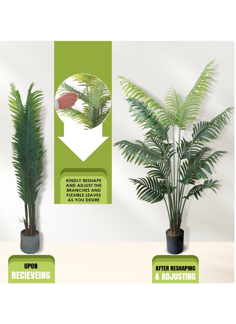 Artificial Plant Areca Palm Tree 160cm High, Artificial Plants Fake Plant with Pot, Outdoor & Indoor Artificial Tree for Home Decor, Lifelike Texture Faux trees, Decorative Faux Plants