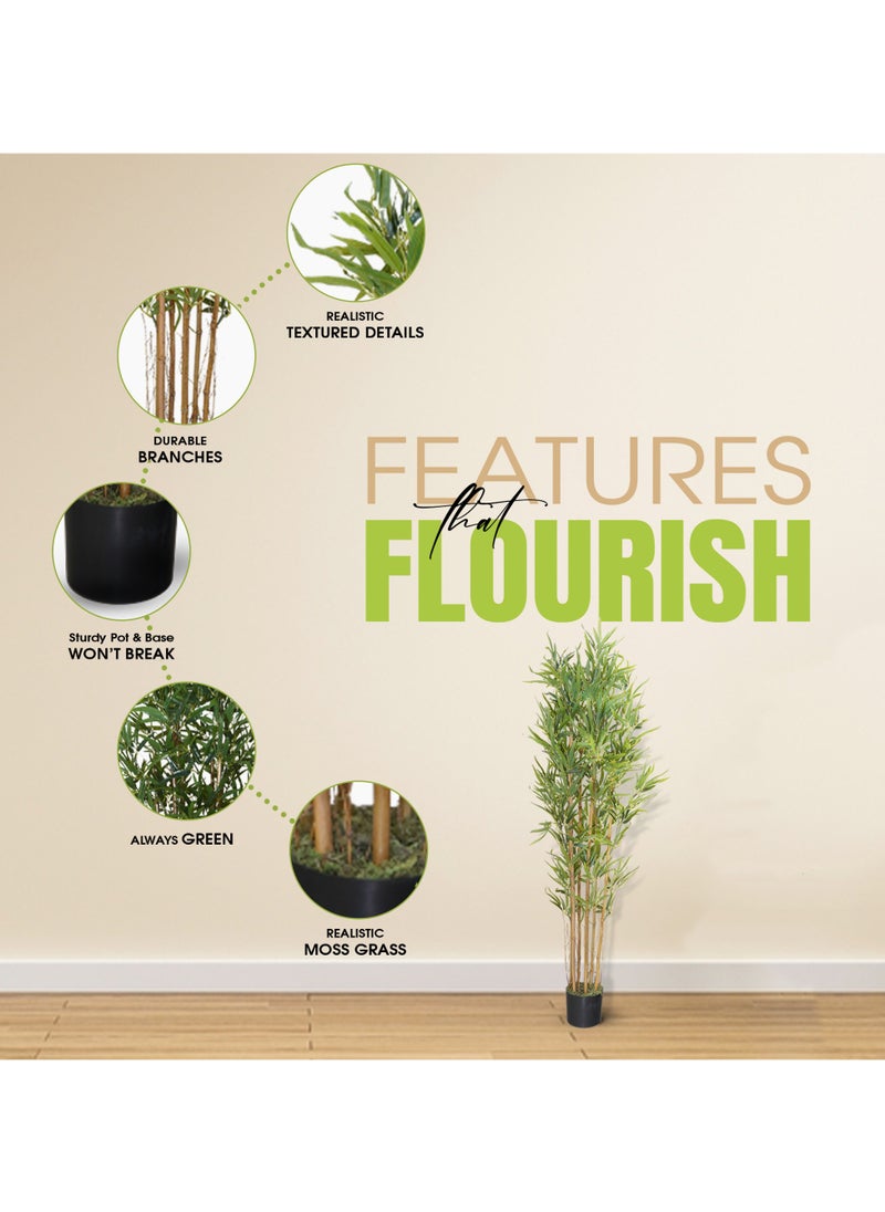 Artificial Plant Bamboo Tree 150cm High, Artificial Plants Fake Plant with Pot, Outdoor & Indoor Artificial Tree for Home Decor, Lifelike Texture Faux trees, Decorative Faux Plants