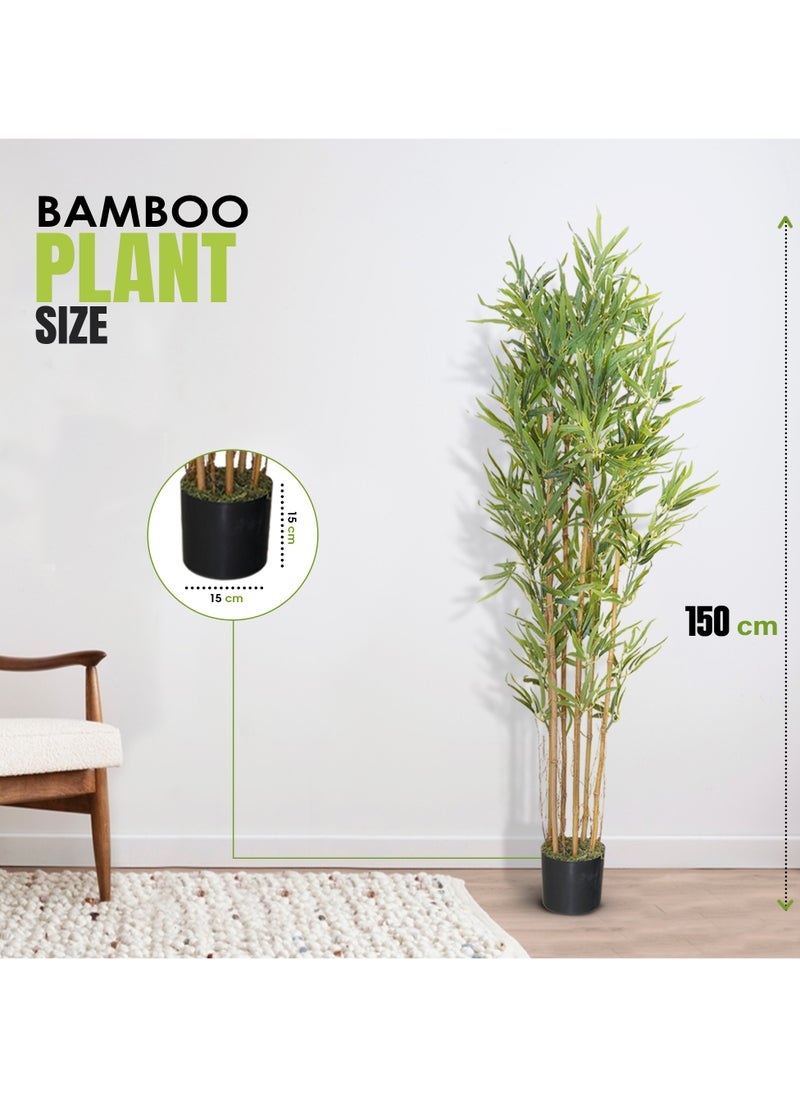 Artificial Plant Bamboo Tree 150cm High, Artificial Plants Fake Plant with Pot, Outdoor & Indoor Artificial Tree for Home Decor, Lifelike Texture Faux trees, Decorative Faux Plants