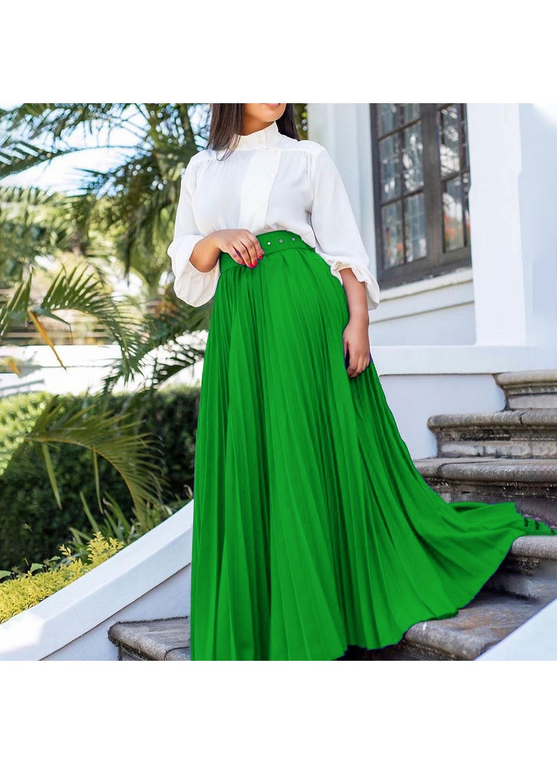 C8499P Spot with Belt European and American Women's Elegant Elegant Pleated Personality Large Skirt Skirt Foreign Trade Skirt